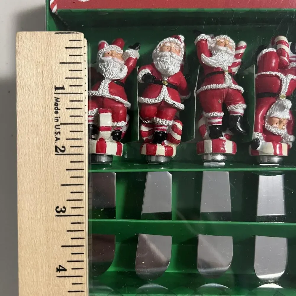 Vintage Y2K Boston Warehouse Peppermint Parade Christmas Santa Spreaders Set‎ 4